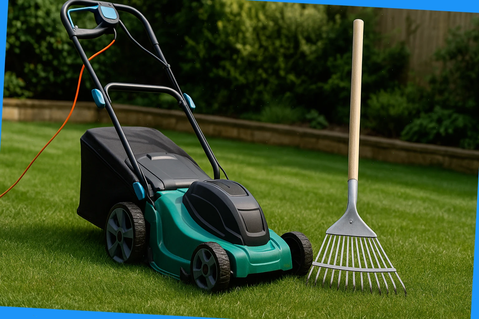 Electric mower and lawn rake rental